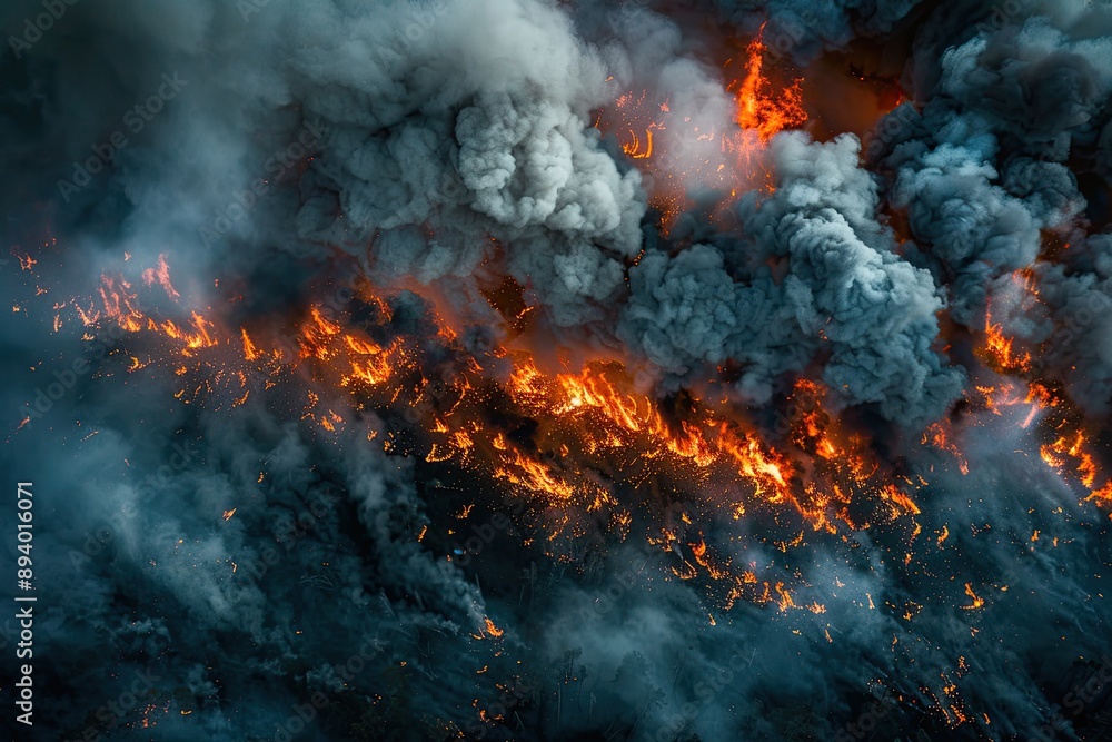Aerial view of a massive wildfire. The photo depicts the destructive power of nature, suitable for environmental and disaster-related projects. Aerial view of a massive wildfire. The photo depicts the destructive power of nature, suitable for environmental and disaster-related projects.