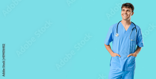 Male medical student on blu...