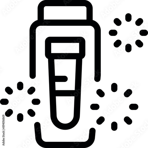 Medical test tube is displaying the level of a virus, surrounded by virus molecules