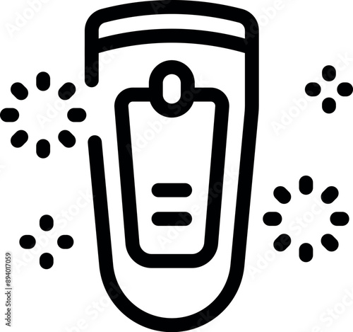 Line icon of an electric epilator for hair removal with sparkles representing smooth skin