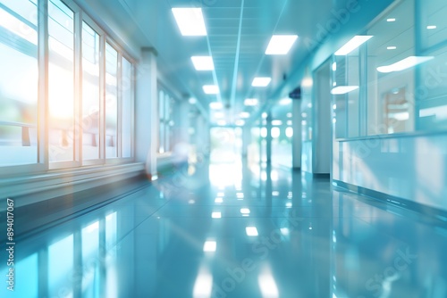 Healthcare Background Blurred Corridor with Lights