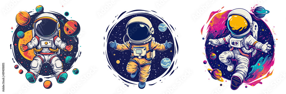 Astronaut in Space with Planets. Astronaut in Space with Planets.