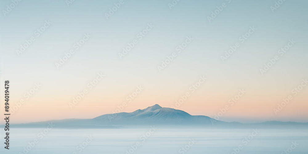 A dreamy photo of a dawn sky with a distant mountain peak in the distance A dreamy photo of a dawn sky with a distant mountain peak in the distance