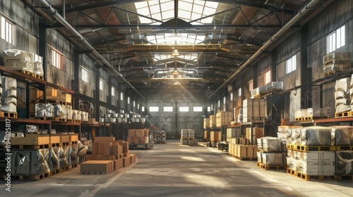 Industrial warehouse with goods stored in transparent containers © pamungkas