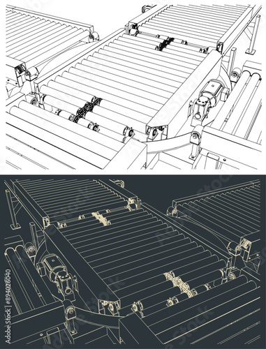 Turntable roller conveyor illustrations