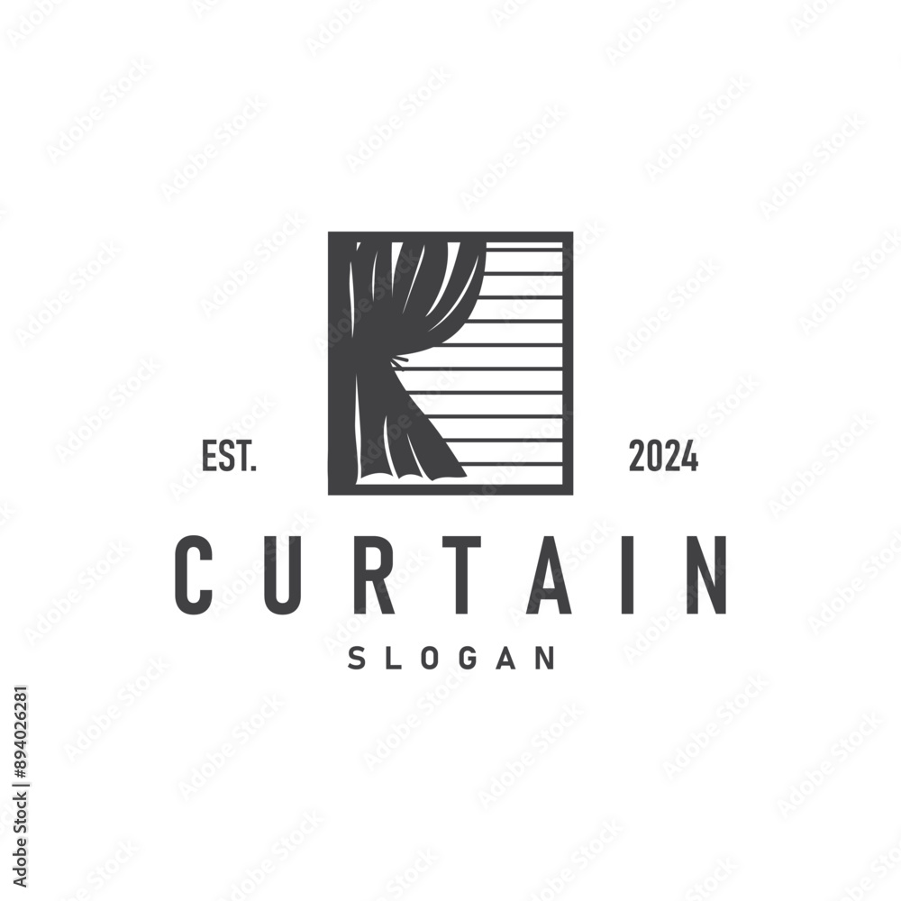 Simple Home Decoration Curtain Logo Templet Illustration Simple Home Decoration Curtain Logo Templet Illustration