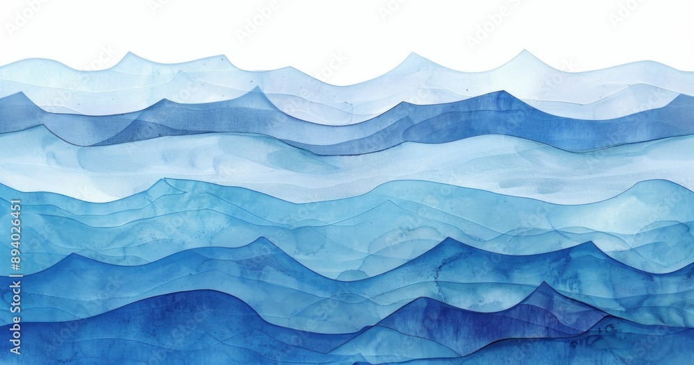 Abstract watercolor painting of waves on a white background, with a copy space for your text Oceanic beauty in artistic form with space for your message Abstract watercolor painting of waves on a white background, with a copy space for your text Oceanic beauty in artistic form with space for your message