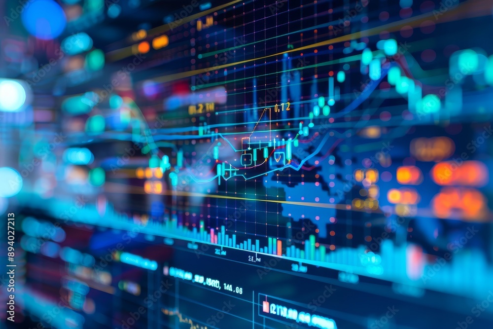 A computer screen displaying financial charts and graphs, symbolizing data analysis and finance A computer screen displaying financial charts and graphs, symbolizing data analysis and finance