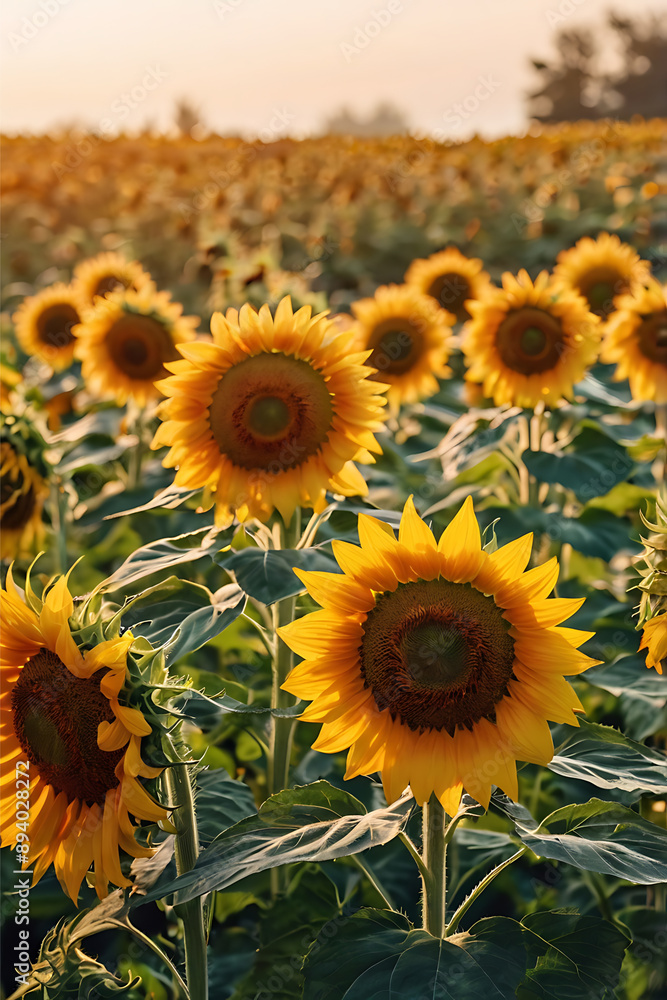 Field of Sunflowers Sunny Sunflower background Field of Sunflowers Sunny Sunflower background
