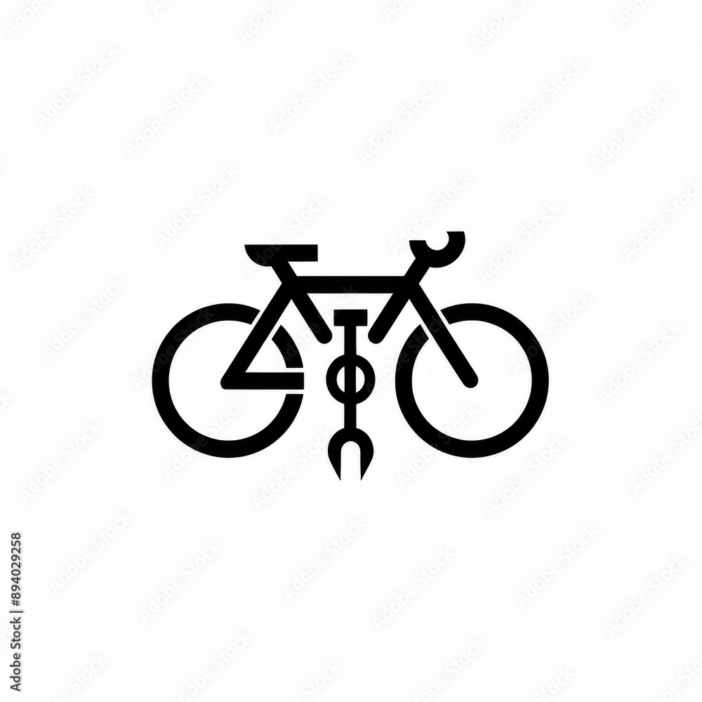 Fototapeta premium Minimalist Black and White Bicycle Illustration on White Background.