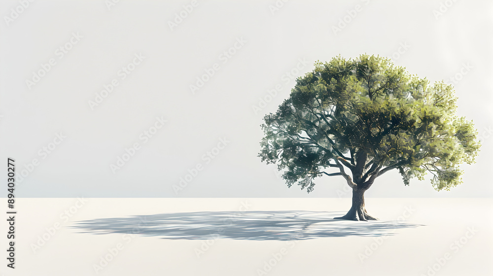 Obraz premium A tree is standing in a field of white. The tree is the only object in the image