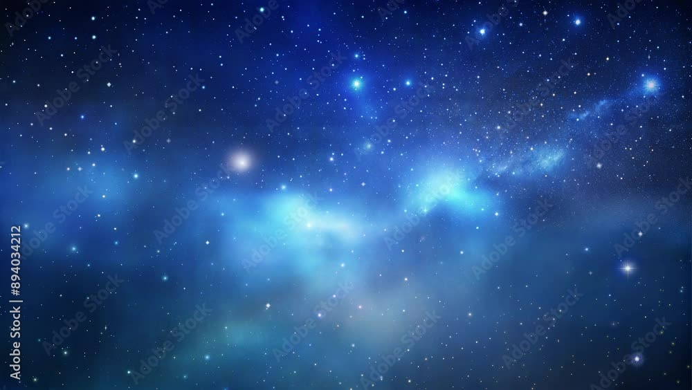Starry Night Sky with Nebula, Deep Space Background in Blue Tones Starry Night Sky with Nebula, Deep Space Background in Blue Tones