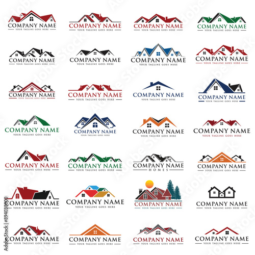 big set real estate logo template