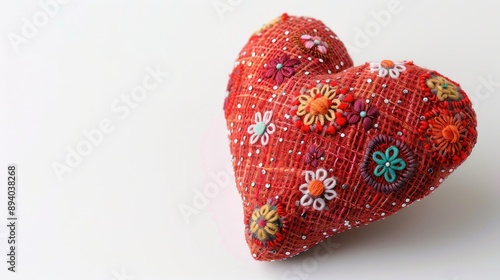 Valentine s Day Gift Heart shaped Homemade Toy on White Background