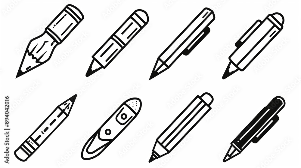 Illustration of Various Pens and Pencils Illustration of Various Pens and Pencils