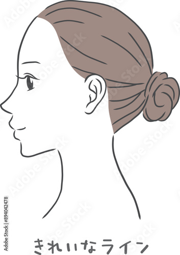 きれいな横顔の女性のイラスト