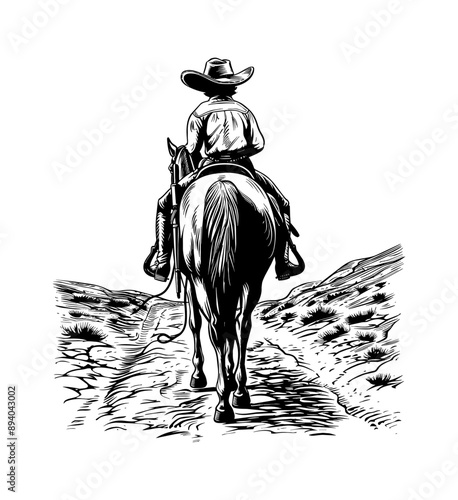 woman horse behind engraving black and white outline