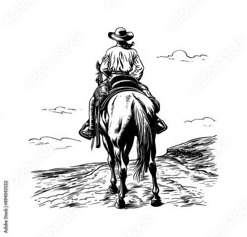 woman horse behind engraving black and white outline