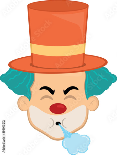 vector illustration face character clown cartoon, with his mouth blowing air