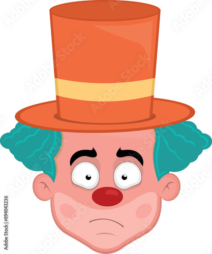 vector illustration face character clown cartoon, with facial blush and an embarrassing expression
