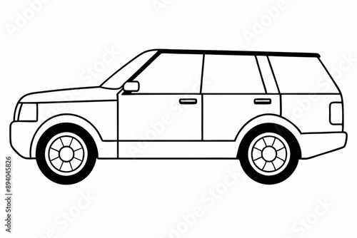 Range Rover Car Vector Illustration White Background, Cartoon, Clipart, Line Art Design, Range Rover car vector illustration with a white background in cartoon, clipart, and line art style.
