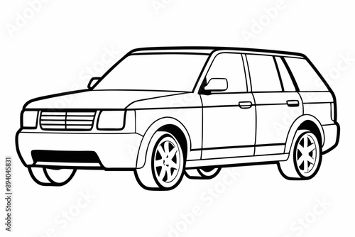 Range Rover Car Vector Illustration White Background, Cartoon, Clipart, Line Art Design, Range Rover car vector illustration with a white background in cartoon, clipart, and line art style.