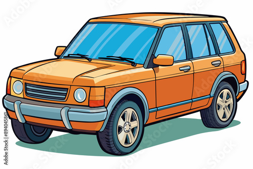 Range Rover Car Vector Illustration White Background, Cartoon, Clipart, Line Art Design, Range Rover car vector illustration with a white background in cartoon, clipart, and line art style.