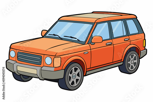 Range Rover Car Vector Illustration White Background, Cartoon, Clipart, Line Art Design, Range Rover car vector illustration with a white background in cartoon, clipart, and line art style.