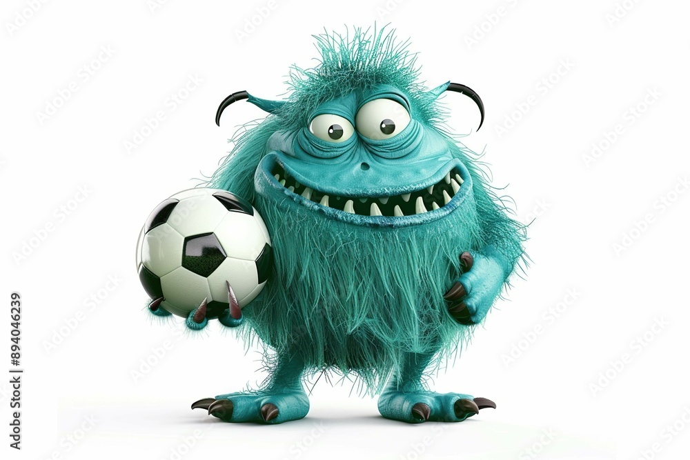 Monster holding soccer ball Monster holding soccer ball