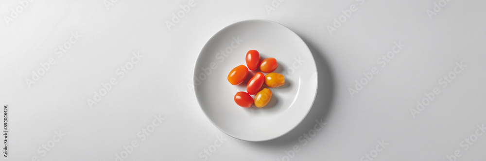Cherry tomatoes arranged on a white plate, a colorful and healthy addition to any meal or salad Cherry tomatoes arranged on a white plate, a colorful and healthy addition to any meal or salad