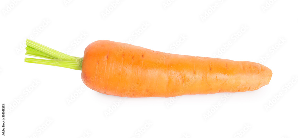 One fresh ripe carrot isolated on white, top view One fresh ripe carrot isolated on white, top view