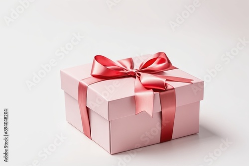 Pink gift box with ribbon perfect for Christmas birthdays holidays any celebration featuring decorations like a bow wrapped in pink paper ideal for weddings or anniversaries isolated white background