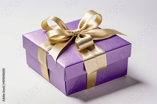 purple gift boxes with ribbons decorated for a celebration isolated white background