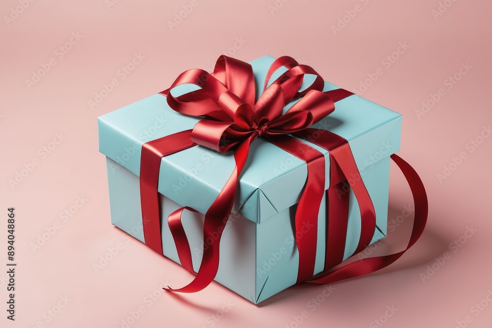 blue gift boxes with red ribbons for holidays and celebrations isolated pink background blue gift boxes with red ribbons for holidays and celebrations isolated pink background
