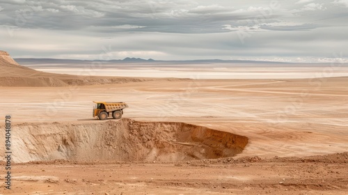 A dramatic portrayal of uranium mining in a desolate landscape, banner, with copy space photo