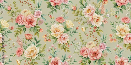 Seamless floral pattern on a pastel color background, floral, seamless, pattern, pastel, background, texture, design, romantic