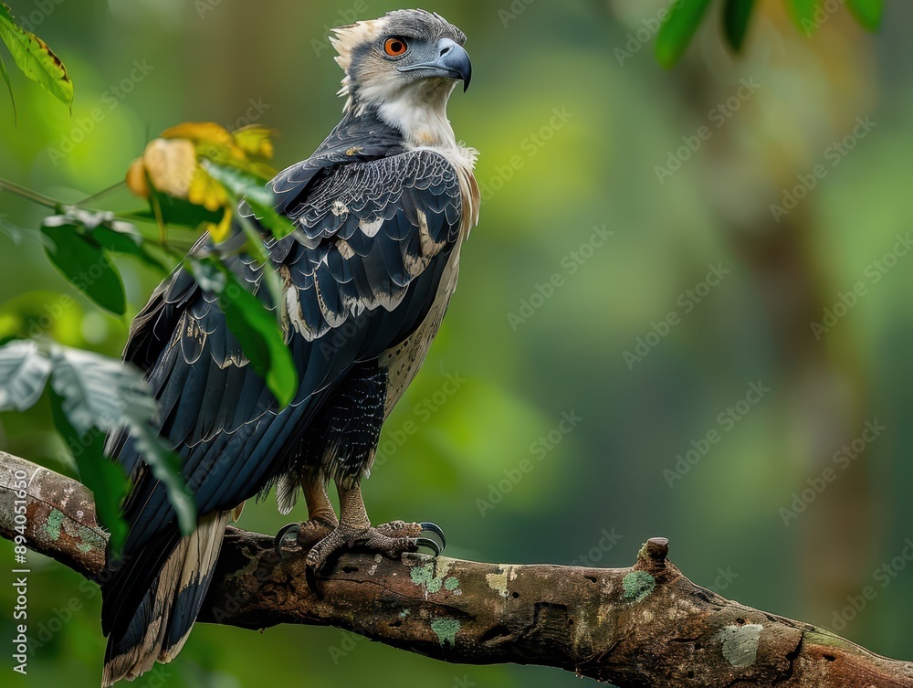 Majestic Harpy Eagle Surveying Rainforest from High Perch in National Geographic Style Majestic Harpy Eagle Surveying Rainforest from High Perch in National Geographic Style