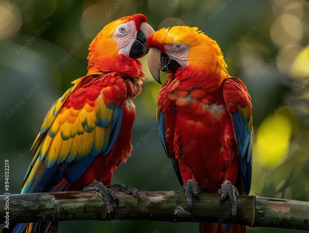 Pristine Scarlet Macaws Preening in Canopy | Vibrant National Geographic Bird Photography Pristine Scarlet Macaws Preening in Canopy | Vibrant National Geographic Bird Photography