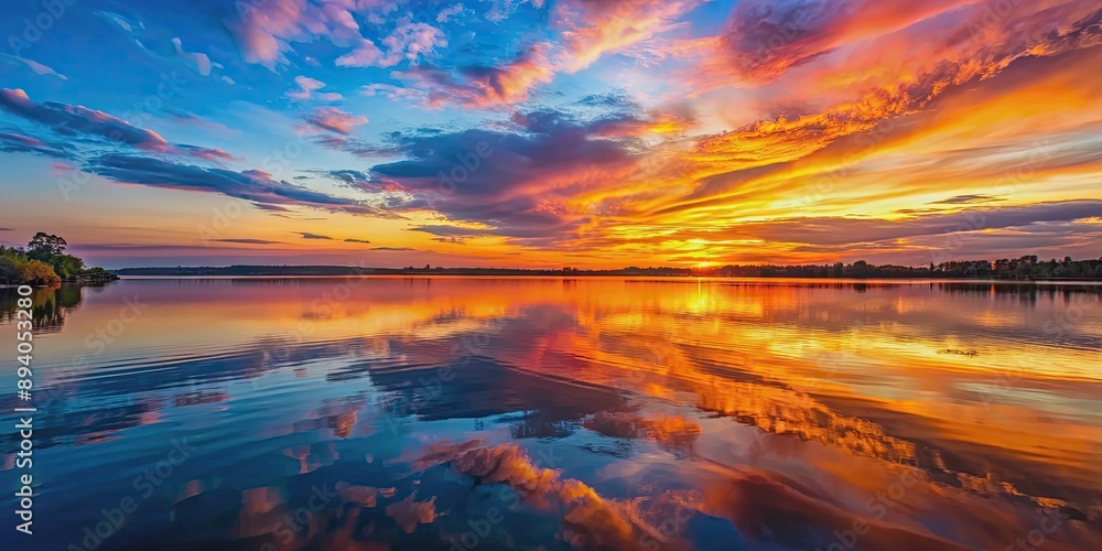 Vibrant sunset reflecting on calm water surface, sunset, reflection, water, sky, colorful, peaceful, nature, serene, evening Vibrant sunset reflecting on calm water surface, sunset, reflection, water, sky, colorful, peaceful, nature, serene, evening