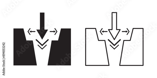 Gap icon set. crack gap icon in black surface gap icon, stroke vector illustration
