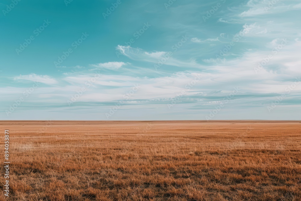 Fototapeta premium Wide open plains under a big sky, banner, with copy space