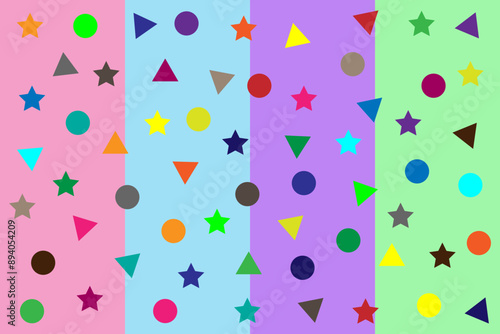 Wallpaper Mural Seamless rainbow shapes pattern vector design. Multicolored shapes in the form of rainbow elements are randomly.
 Torontodigital.ca