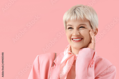 Young woman with short hair...