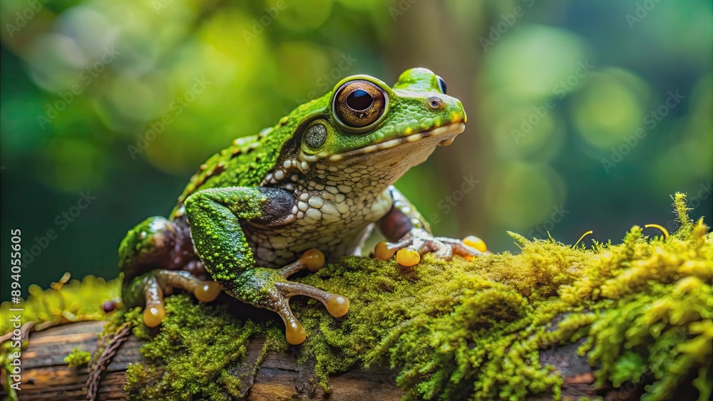 Vietnamese mossy frog sitting on a log, Vietnamese mossy frog, amphibian, mossy frog, tree frog, nature, wildlife Vietnamese mossy frog sitting on a log, Vietnamese mossy frog, amphibian, mossy frog, tree frog, nature, wildlife