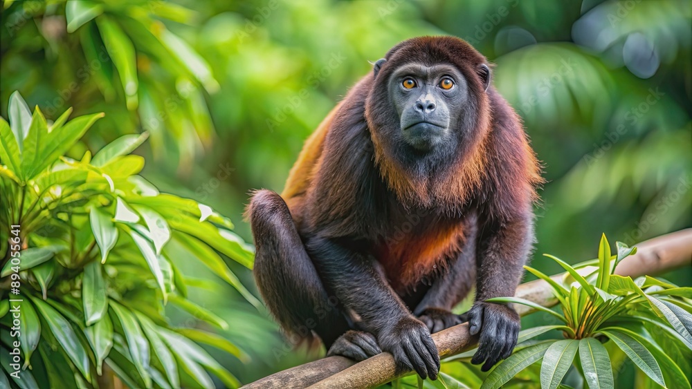 Wild mantled howler monkey in the rainforest of Carara National Park, wildlife, nature, Costa Rica Wild mantled howler monkey in the rainforest of Carara National Park, wildlife, nature, Costa Rica