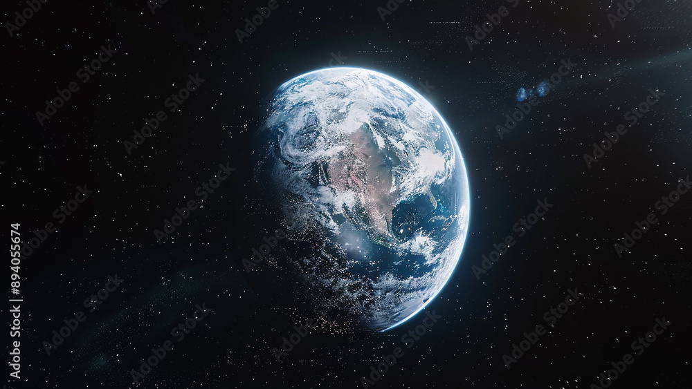 Fototapeta premium realistic high-resolution photo of low Earth orbit, with detailed background