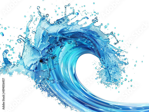 A dynamic and vibrant wave of blue water splashing, capturing the essence of motion and fluidity in a stunning visual.