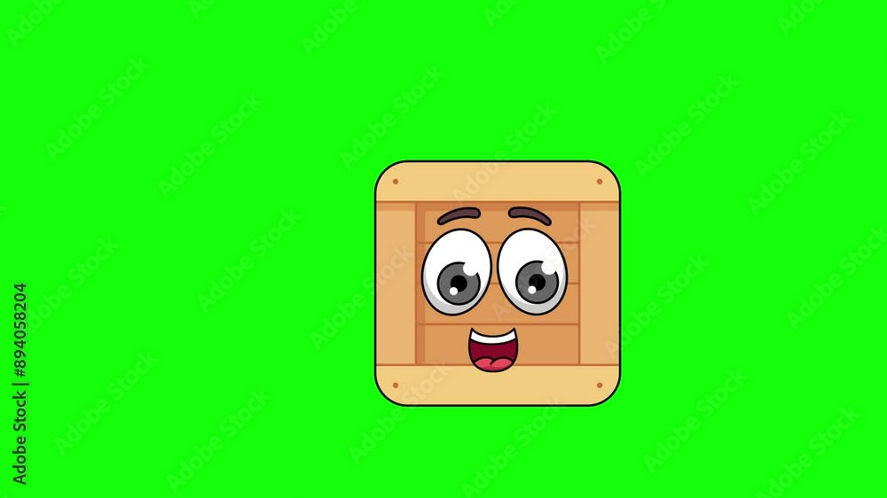 wooden box cartoon animation holds a banner, emoji emoticon wooden box cartoon animation holds a banner, emoji emoticon