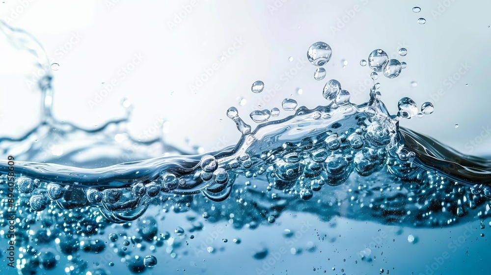on white blue water swirl splash, isolated background, with bubbles on white blue water swirl splash, isolated background, with bubbles