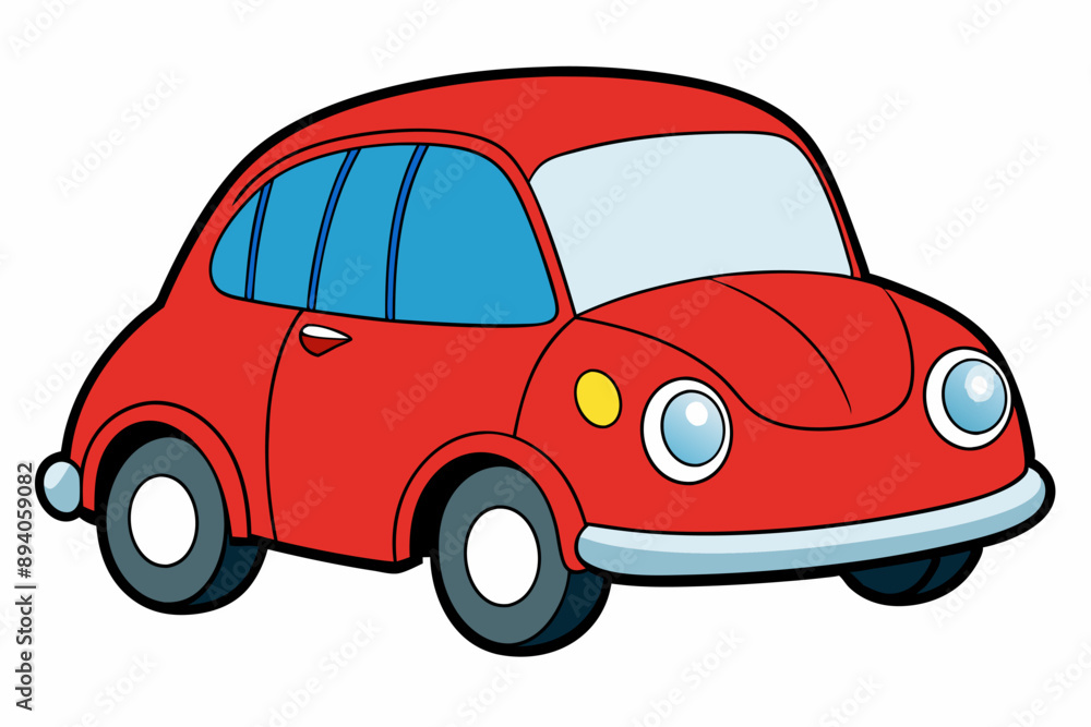 Fototapeta premium Luxury Car Vector Illustration on White Background Cartoons, Clipart And Line Art Design, Luxury car vector illustration on a white background in cartoon, clipart, and line art styles.